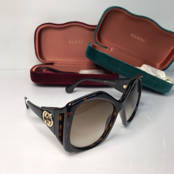 💯 original  New Gucci OVERSIZED   HAVANA BROWN Sunglasses, GG0875S-002-6 - Picture 5 of 14